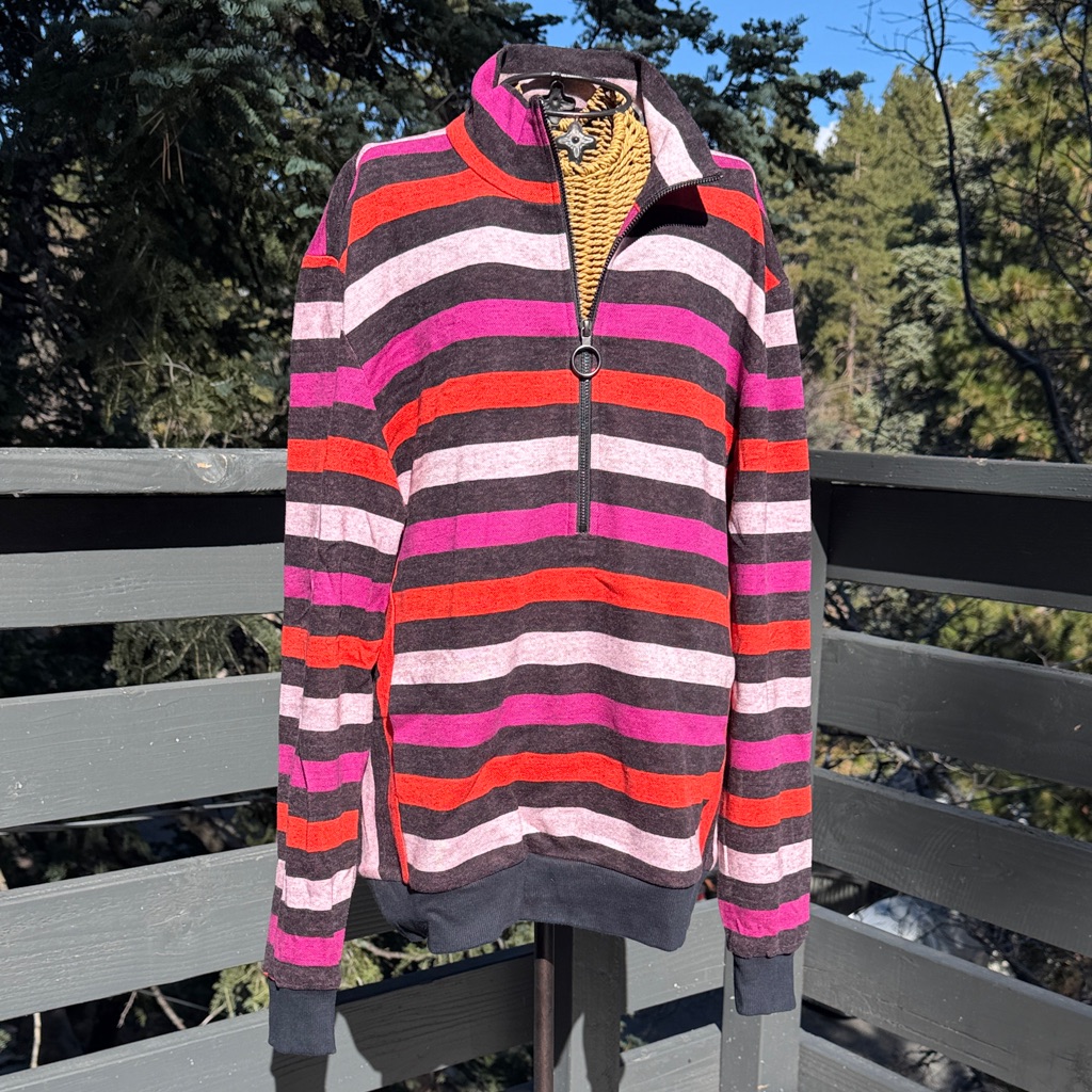 Mr. Turk Vibrant Striped Zip-Up Men's Sweater Large